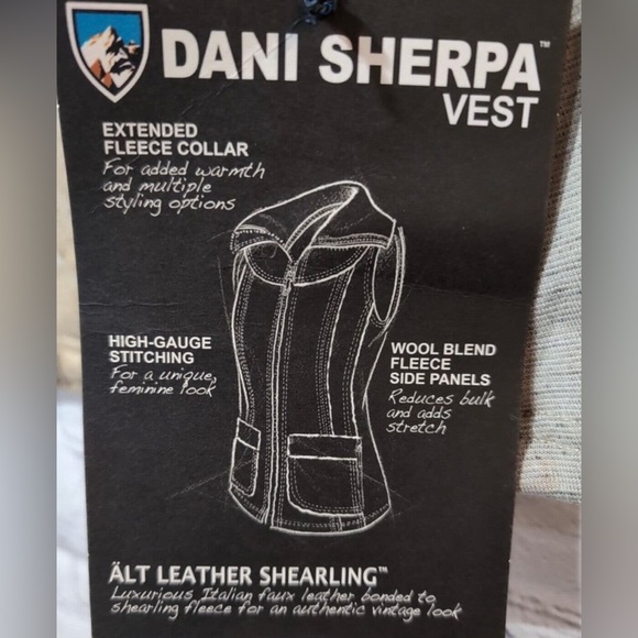 KUHL Dani Sherpa Vest Jacket Coat Almond Tan Brown Beige Faux Leather Wool Sides - Picture 13 of 15